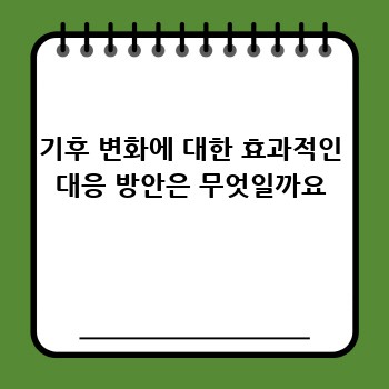 기후 변화에 대한 효과적인 대응 방안은 무엇일까요